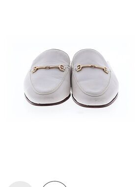 Sam Edelman White Leather Mule Loafers with Gold Bit